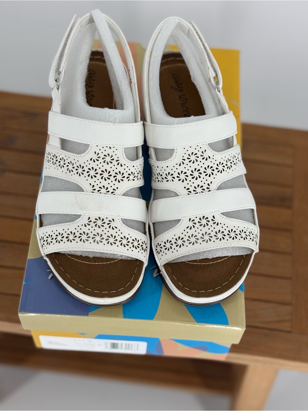 New Fashion ComfortStep Women’s White Laser-Cut Slingback Sandals size 7.5 M